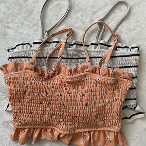 2️⃣ Smocked Ruffle Trim Bandeau Bikini Top’s Size Small